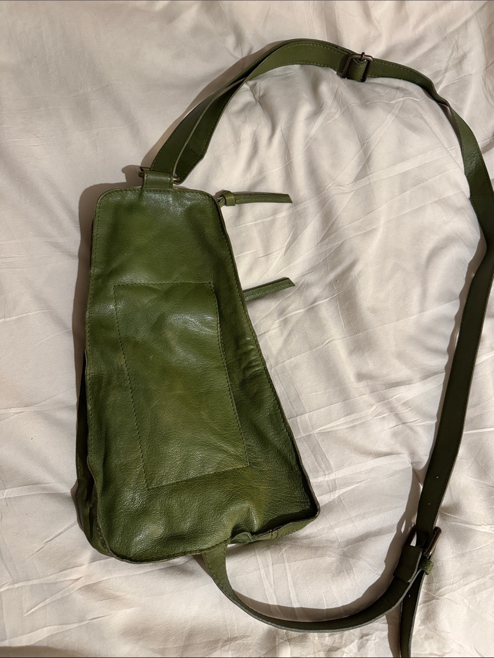 Free People Olive Green Leather Sling Bag - Picture 2 of 4